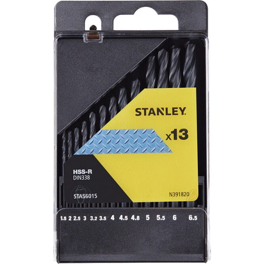 Stanley Cassetta di 13 punte HSS-R, punte per acciaio e materiali ferrosi (v2F)